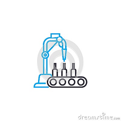 Beverage production linear icon concept. Beverage production line vector sign, symbol, illustration. Vector Illustration