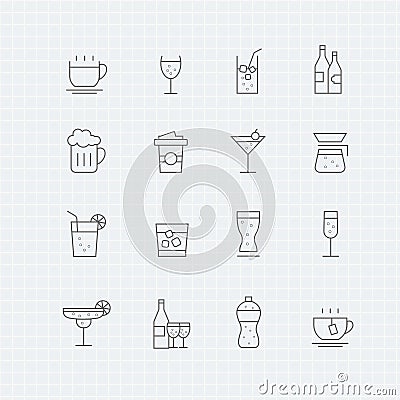 Beverage thin line symbol icon Vector Illustration