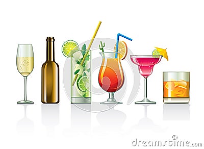 Beverages and cocktails Vector Illustration