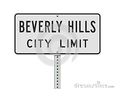 Beverly Hills City Limit road sign Cartoon Illustration