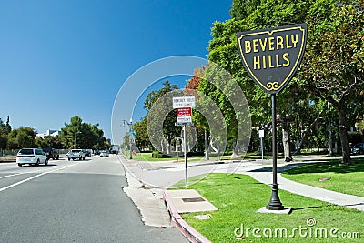 Beverly Hills sign in Los Angeles park Editorial Stock Photo