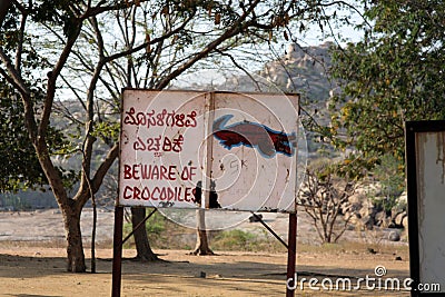 Beware of crocodiles, danger sign Stock Photo