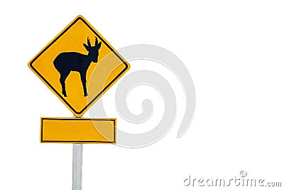 Beware deer crossing sign Stock Photo