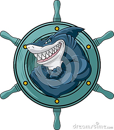 Beware with shark King of the seas Vector Illustration