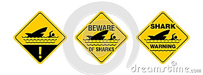 Shark danger - caution attention sign Vector Illustration