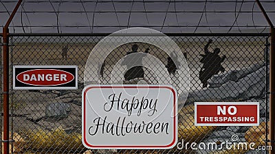 Beware of Zombies Happy Halloween Stock Photo