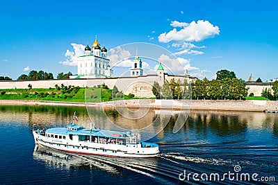 bewitching Pskov Kremlin, striking with its power Stock Photo