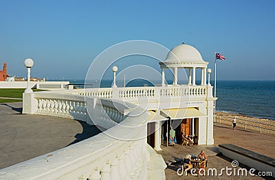 Bexill-on-Sea seafront King George V Colonnade. Sussex UK Editorial Stock Photo