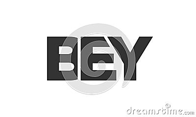 BEY logo design template with strong and modern bold text. Initial based vector logotype featuring simple and minimal typography. Vector Illustration
