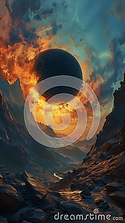 Beyond the Horizon: Exploring the Chaotic Harmony of a Binary Su Stock Photo