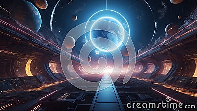 Beyond the Unknown: DataEclipse Odyssey's QuantumQuotient Quest. AI generate Stock Photo