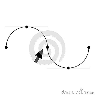 Bezier curve icon, simple style Vector Illustration