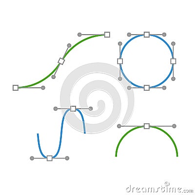 Bezier Curve Icons Set. Designer work tools. Vector Illustration