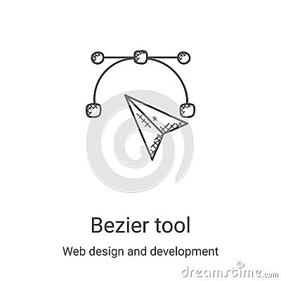 bezier tool icon vector from web design and development collection. Thin line bezier tool outline icon vector illustration. Linear Vector Illustration