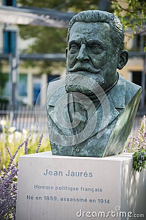 bronze statue of Jean Jaures, the famous french politician dead in 1914 Editorial Stock Photo