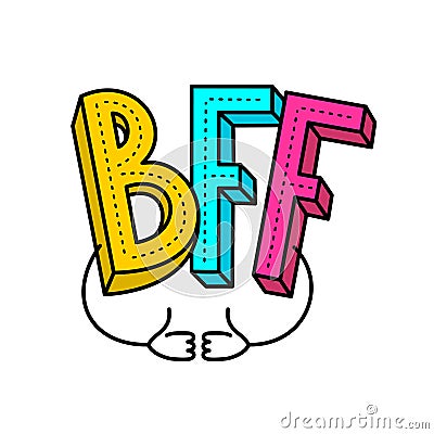 BFF - best friends forever colorful logo. With two like hands with thumbs up. Vector Illustration
