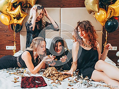 Bff hangout urban girls leisure lifestyle confetti Stock Photo