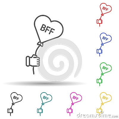 BFF heart multi color style icon. Simple thin line, outline of friendship icons for ui and ux, website or mobile Stock Photo