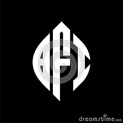 BFI circle letter logo design with circle and ellipse shape. BFI ellipse letters with typographic style. The three initials form a Vector Illustration