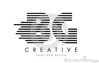 BG B G Zebra Letter Logo Design with Black and White Stripes Vector Illustration