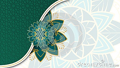 Golden arabesque arabis style islamic ornamental mandala pattern background with empty space. Paper style islamic background. Stock Photo