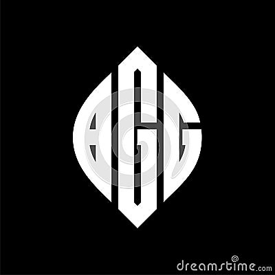 BGG circle letter logo design with circle and ellipse shape. BGG ellipse letters with typographic style. The three initials form a Vector Illustration