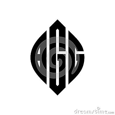BGG circle letter logo design with circle and ellipse shape. BGG ellipse letters with typographic style. The three initials form a Vector Illustration