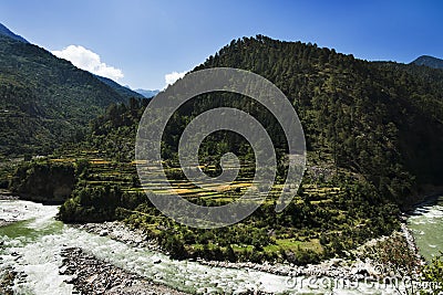 Bhagirathi River at Gangotri, Uttarkashi District, Uttarakhand, Stock Photo