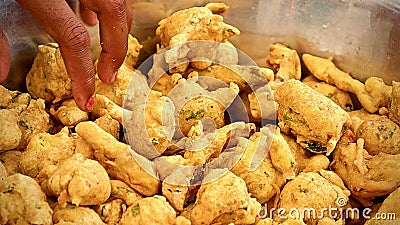 Bhajiya - a spiced Indian fritter. Stock Photo
