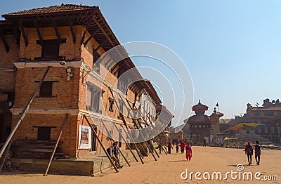 Bhaktapur years after the earth quake damage is still visible, Nepal Editorial Stock Photo