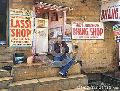 Bhang Lassi Shop, Jaisalmer, India Editorial Stock Photo