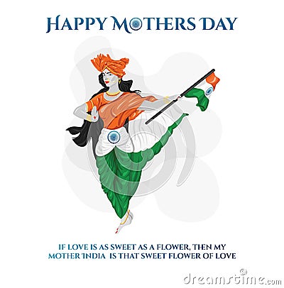 Bharat Mata, Happy Mothers day Vector Illustration