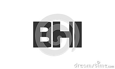 BHI logo design template with strong and modern bold text. Initial based vector logotype featuring simple and minimal typography. Vector Illustration