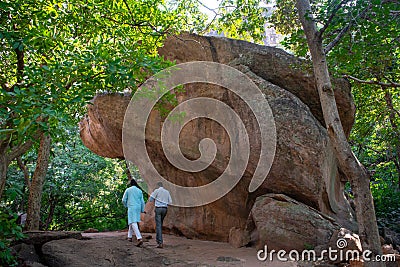 Bhimbetka rock shelters - An archaeological site in central India at Bhojpur Raisen in Madhya Pradesh. Editorial Stock Photo