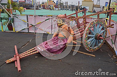 Bullock Cart with Marionette or Kathputli Editorial Stock Photo