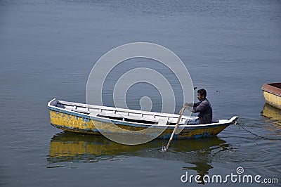 Sailor sailing in Upper Lake, Bhopal Editorial Stock Photo