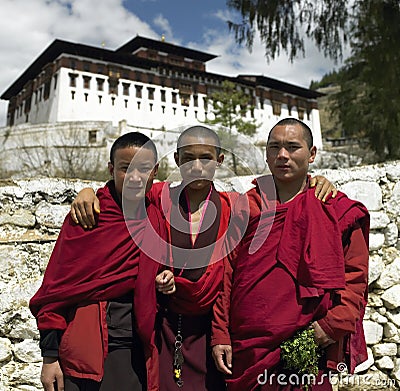 Bhutan - Buddhist Monks Editorial Stock Photo