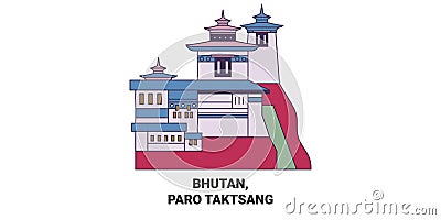Bhutan, Paro Taktsang travel landmark vector illustration Vector Illustration