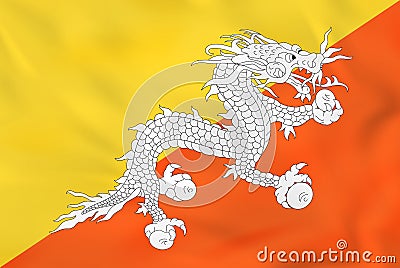Bhutan waving flag. Bhutan national flag background texture Vector Illustration