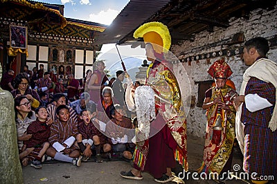 Bhutanese people waiting the blessing , Tamshing Goemba, Bumthang, central Bhutan. Editorial Stock Photo