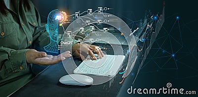 BI-Business intelligence of ChatGPT. Process data driven insight to make wise decisions. Artificial intelligence using AI smart Stock Photo
