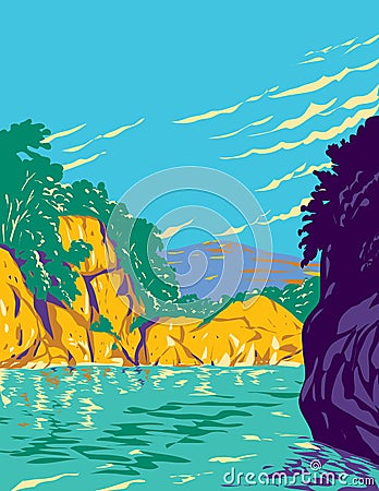 Biak-na-Bato National Park in San Miguel Bulacan Luzon Philippines WPA Art Deco Poster Vector Illustration