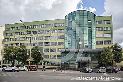 Bialystok, Poland - 23, July, 2020: The building of the Marshal`s Office in BiaÅ‚ystok, view of the entrance Editorial Stock Photo