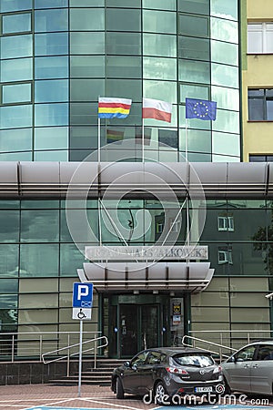 Bialystok, Poland - 23, July, 2020: The building of the Marshal`s Office in BiaÅ‚ystok, view of the entrance Editorial Stock Photo