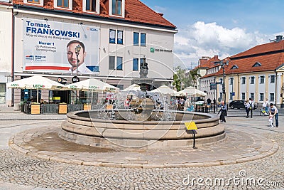 Water fountain at Kosciusko Main Square in Bialystok Editorial Stock Photo
