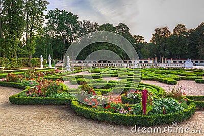 Bialystok, Poland - September 17, 2018: Beautiful gardens of the Branicki Palace in Bialystok, Poland. Bialystok is the largest Editorial Stock Photo