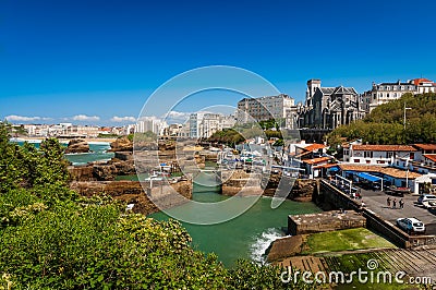 Biarritz, Church and arbor, France Editorial Stock Photo