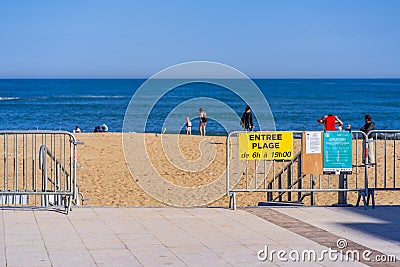 Biarritz, France 28.05.2020 Quarantine limited access beach Editorial Stock Photo