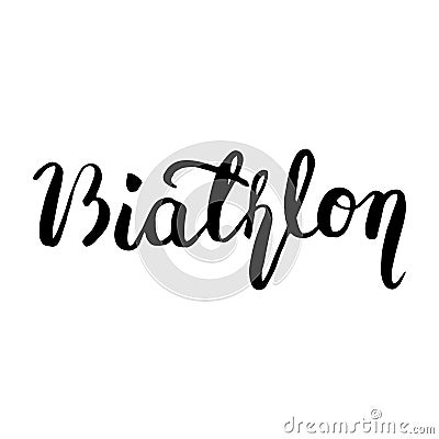 Biathlon black lettering text Vector Illustration
