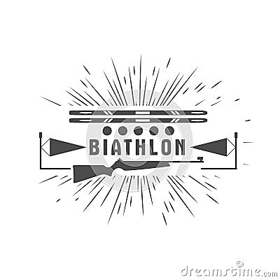 Biathlon logo badge. Vector Illustration. Winter sport Isolated emblem for design. Vector Illustration
